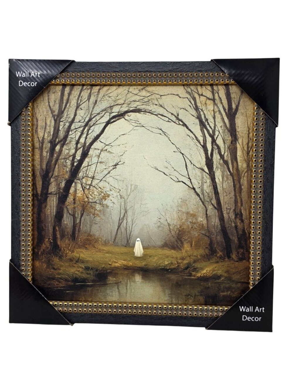 Halloween Ghost Staring at Pond Reflection 14x14 Wall Art
